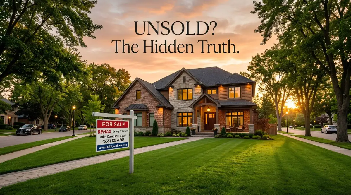A beautiful home in a stunning neighborhood with a for sale sign sitting on the market too long.